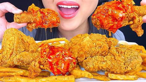 asmr fried chicken|asmr eating crunchy chicken.